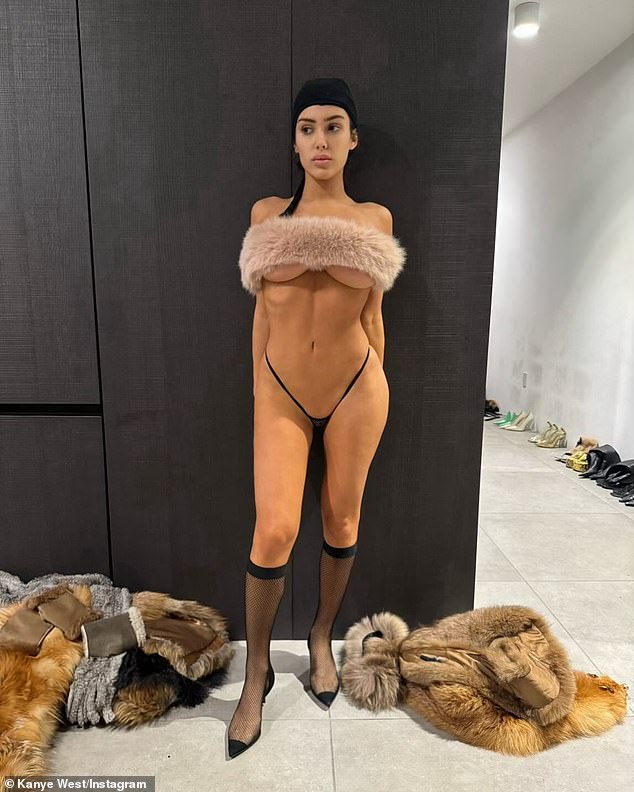 Kanye posted three images of Bianca to his Instagram and told his 18.4 million followers that there will be no pants this year