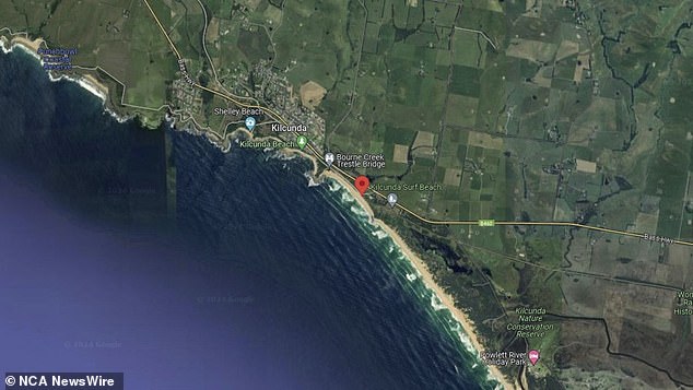 A man died after drowning on a beach in Melbourne's south-east on Friday (photo on map of Kilcunda Beach, Melbourne)