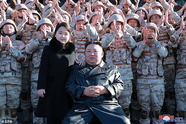 Kim Ju-ae, daughter of Kim Jong-un (pictured together in November 2022), is likely to be lined up as heir to the North Korean dictatorship, experts say