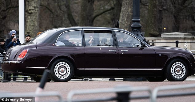 King Charles was driven to Clarence House today after arriving by helicopter from Norfolk