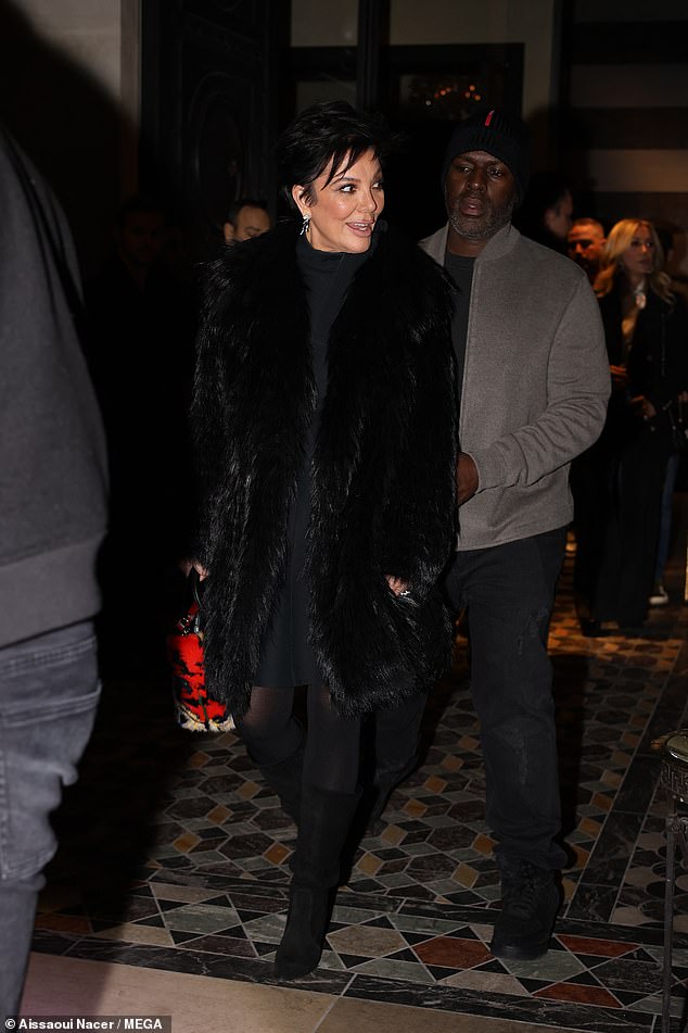 Kris Jenner cut a glamorous figure as she headed to a romantic dinner with her boyfriend Corey Gamble in Paris on Tuesday night