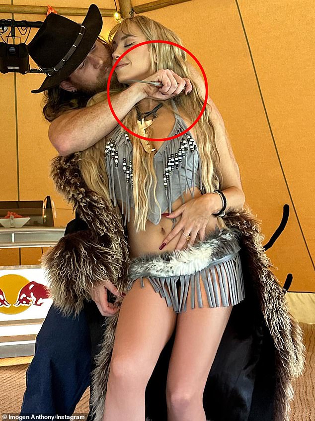 Kyle Sandilands' ex-girlfriend Imogen Anthony has hit backlash after she shared disturbing images of her husband Harley Jones holding a knife to her throat during their New Year's Eve celebrations.