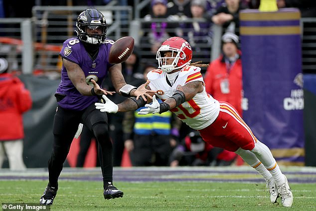 Lamar Jackson caught his own pass after it was tipped off in the second quarter on Sunday