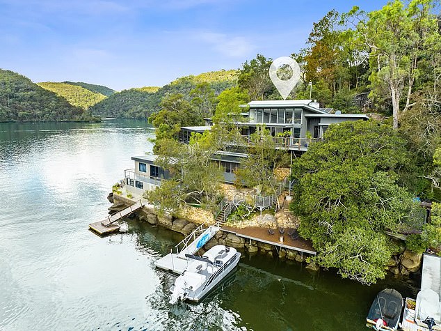 The riverfront property, located near Berowra Waters, 50km north of Sydney, has sold for $1.9 million after being put up for sale in May with an asking price of $2.5 million