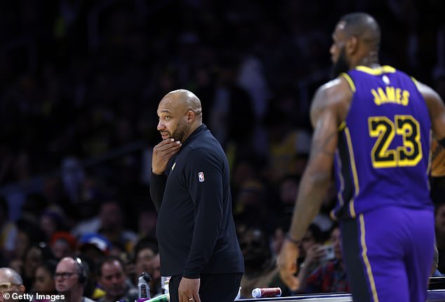 Lakers coach Darvin Ham is seen on the sidelines during the Lakers' loss to the Grizzlies