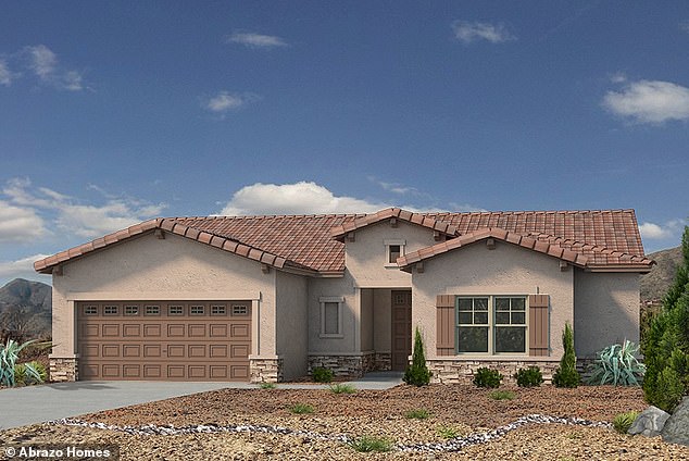 Pictured: A photo of The Anne, a two- to three-bedroom ranch-style adobe home whose design layout is named after Anne Frank and listed on the Abrazo Home website.  On Tuesday, every reference to Anne Frank was removed from the company's website