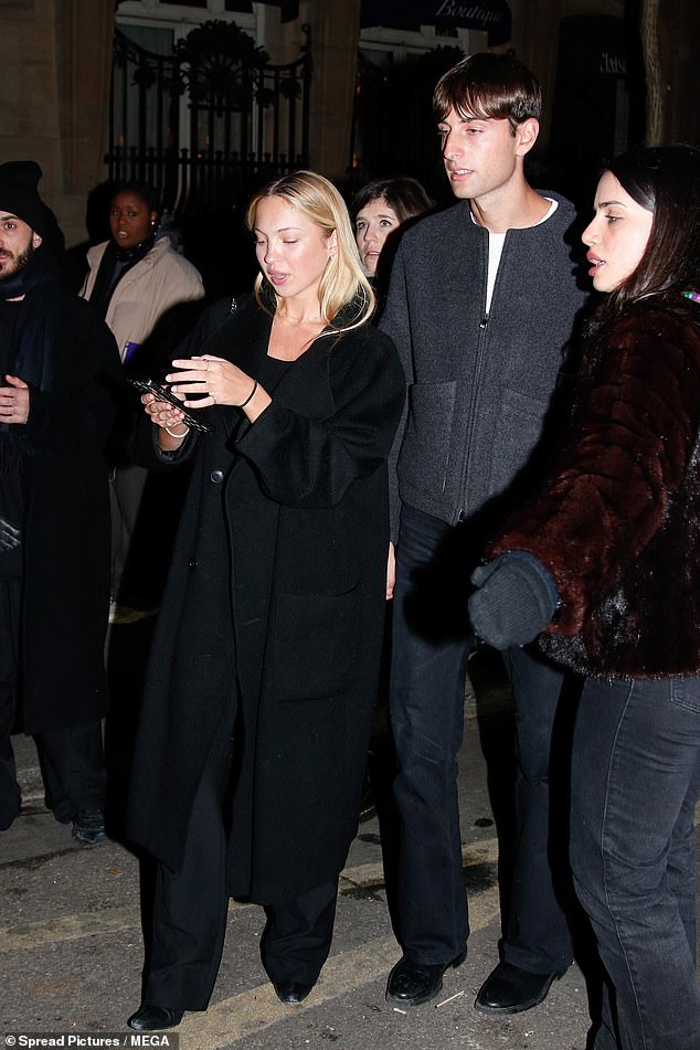 Lila Moss looked effortlessly stylish as she left the Dior after-party during Paris Men's Fashion Week with her boyfriend Yoni Helbitz on Friday