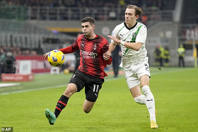 Pulisic will return to action for AC Milan in the Serie A match against Udinese on Saturday, January 20