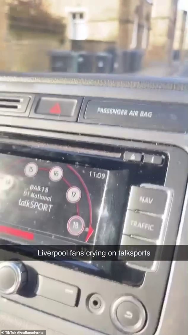 A Tik Tok user posted a video of the Liverpool fan crying during the talkSPORT broadcast