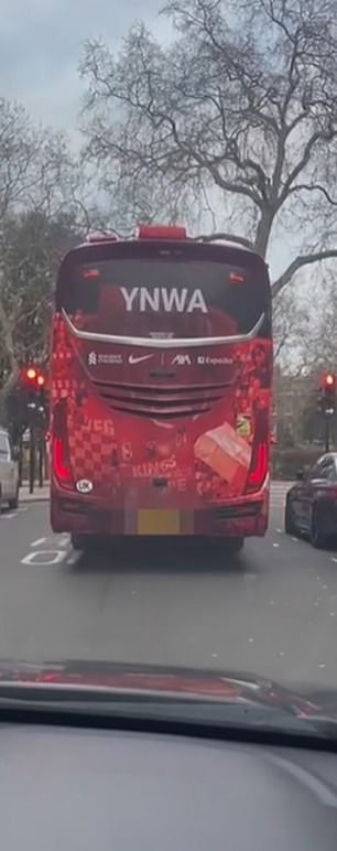 Footage showed Liverpool's team coach driving through a red light as the team headed to the Emirates