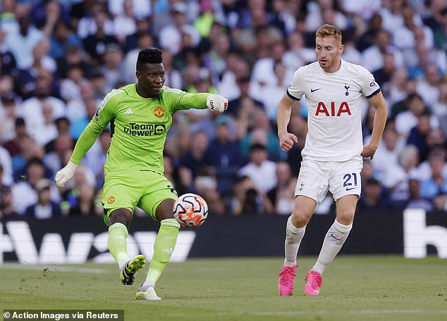 Man United hope to have Andre Onana (left) available until they play Tottenham on January 14