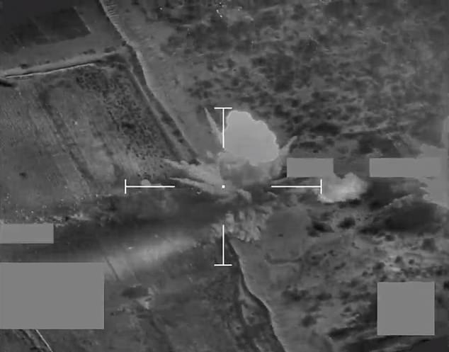 Footage taken from an RAF Typhoon POD over Yemen, showing a targeted attack