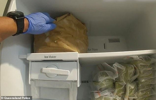 Police have recovered a huge quantity of marijuana butter stored in blocks in a freezer (pictured) in a major drug bust at a Brisbane property