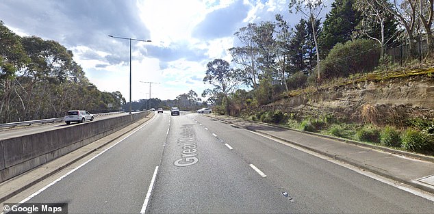 The Great Western Highway at Katoomba near Explorers Road in the Blue Mountains (pictured) is closed in both directions after a truck and car crashed early Monday morning