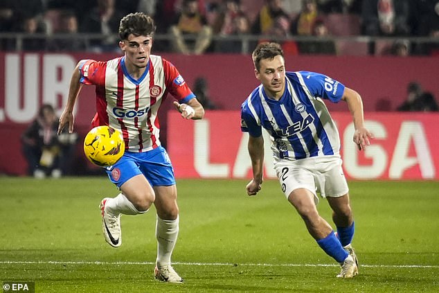 Manchester United are closely following Girona breakout Miguel Gutierrez (left).