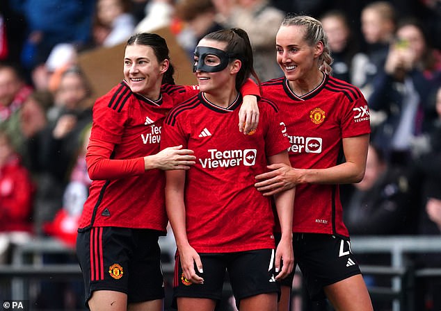 Ella Toone (centre) opened the scoring as Manchester United defeated Newcastle 5-0 in the fourth round of the Women's FA Cup