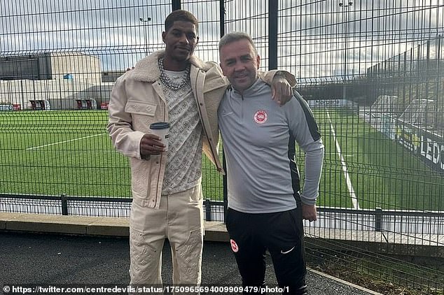 Marcus Rashford visited Larne FC before taking a 12-hour bow in Belfast