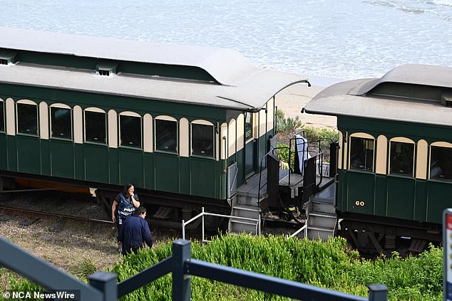 A man died after being hit by a train (pictured) near Victor Harbour, south Adelaide, on Thursday afternoon