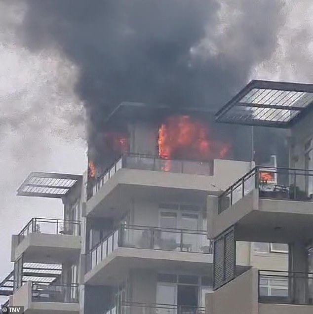 A man in his 40s is spending New Year's Day in a critical condition after an explosion at his apartment in Sydney's northwest about 3.30pm on Monday (pictured)