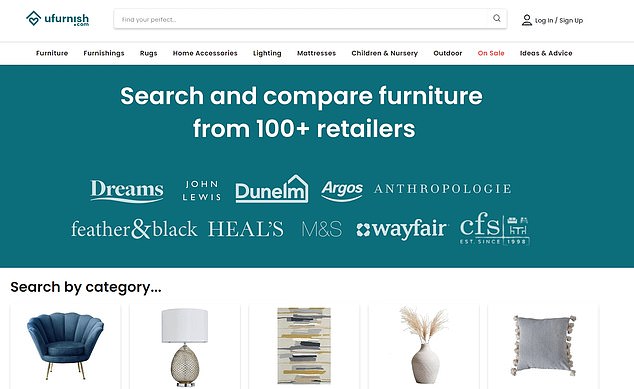 Ufurnish collects furniture from over 100 retailers, making it easier to shop online