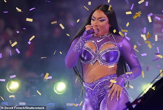 Megan Thee Stallion, 28, showed off her incredible figure in a striking ensemble as she took the stage at Dick Clark's New Year's Rockin Eve 2024 Celebration in NYC