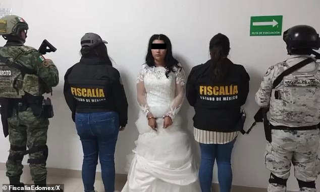 A Mexican bride spent her wedding day in handcuffs last month after she and her husband-to-be were accused of a massive extortion scheme involving drug cartels