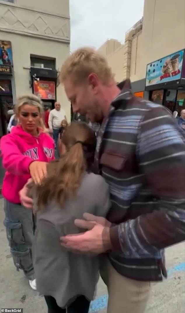 Ian Ziering was seen hugging his tearful daughter Penna, 10, moments after he was involved in a terrifying street fight in LA on Sunday