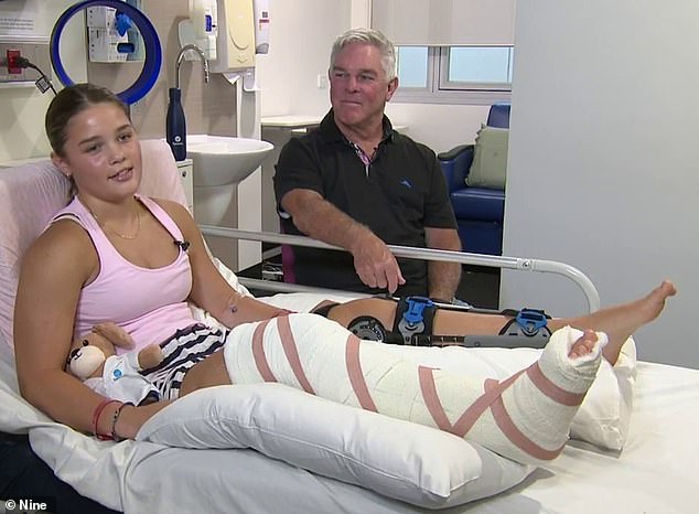 Sarah Jacka, 12, broke three bones in her legs and one in her ankle when she performed a pin-drop jump from the cliffs of The Pillars in Mount Martha along the Morning Peninsula on New Year's Day.