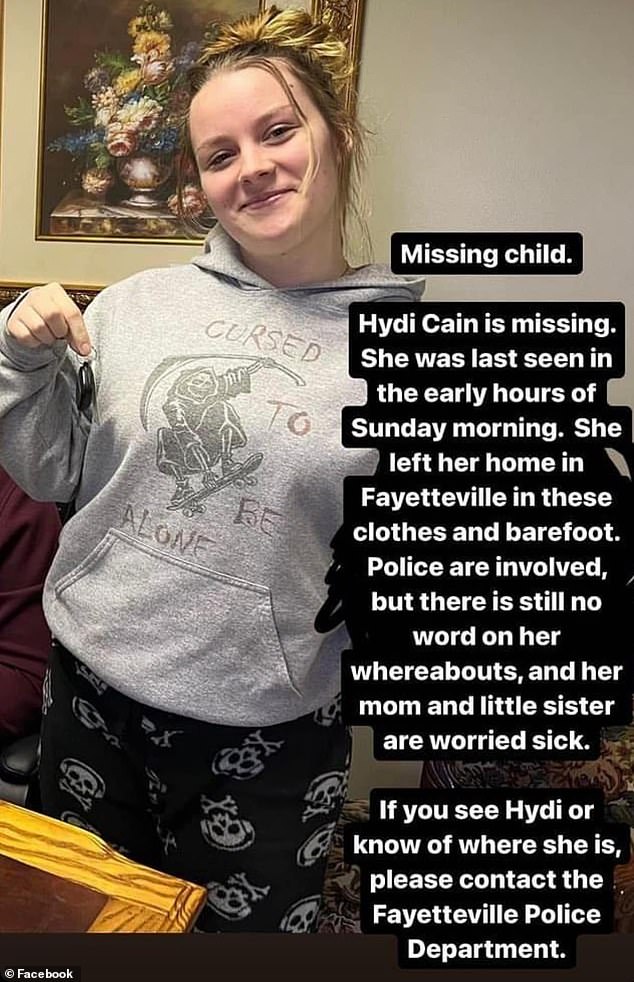 Police said Hydi Cain left her home early in the morning on January 7 - she is described as 6 feet tall, 130 pounds and has blonde hair