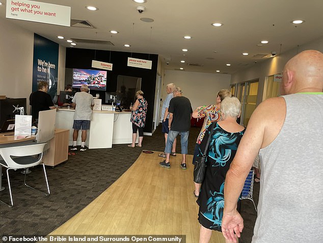 The NAB Bongaree branch on Bribie Island was busy with customers as the bank prepared to close the location this Thursday, citing declining patronage at the branch