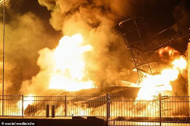 Oil depot in occupied Donetsk, Ukraine, on fire after rocket attack