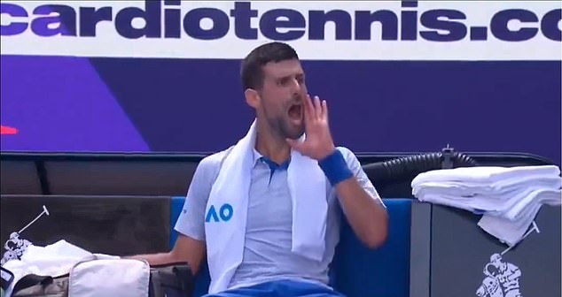 Novak Djokovic took out his frustration on his own coaching team after failing to get their attention during the first set