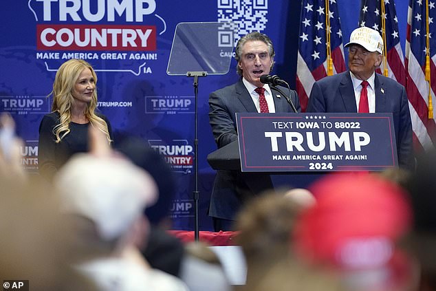 North Dakota Governor Doug Burgum, along with his wife Kathryn, supported Donald Trump at Sunday's rally in Indianola, Iowa