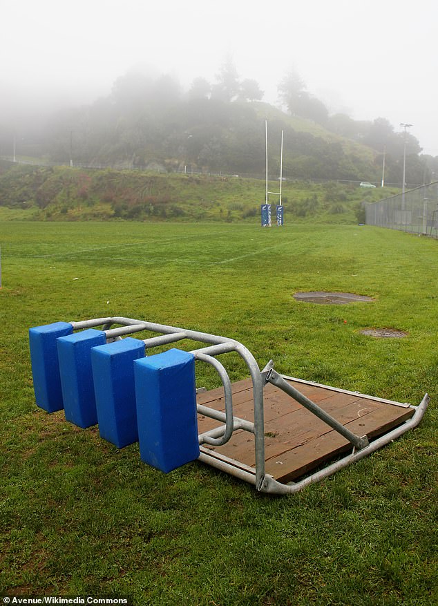 A two-year-old boy has died after being crushed by a rugby rum machine at a sports club on the NSW Mid North Coast.  A stock photo of a scrum machine is shown