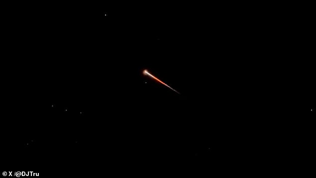 Spectator footage in Santa Barbara, California shows a bright orange light rising into the sky after the Falcon 9 launch of 22 Starlink satellites into low Earth orbit