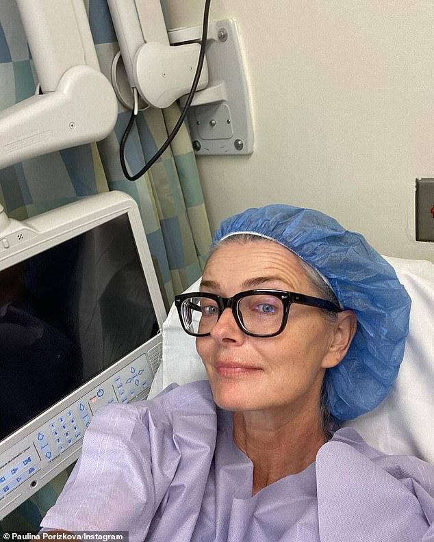 Paulina Porizkova announced she underwent 'long-awaited' bilateral hip replacement surgery on Thursday after wearing out 'all' her cartilage due to congenital hip dysplasia