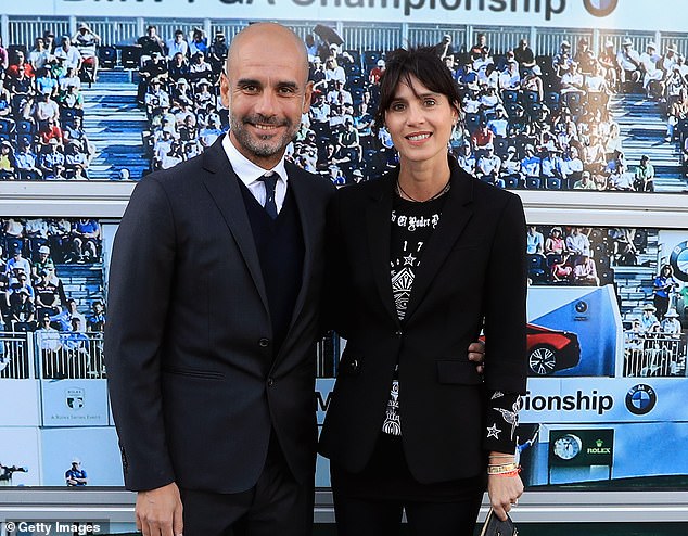 Pep Guardiola (left) has credited his wife Christina Serra (right) for his impressive style while coaching Manchester City