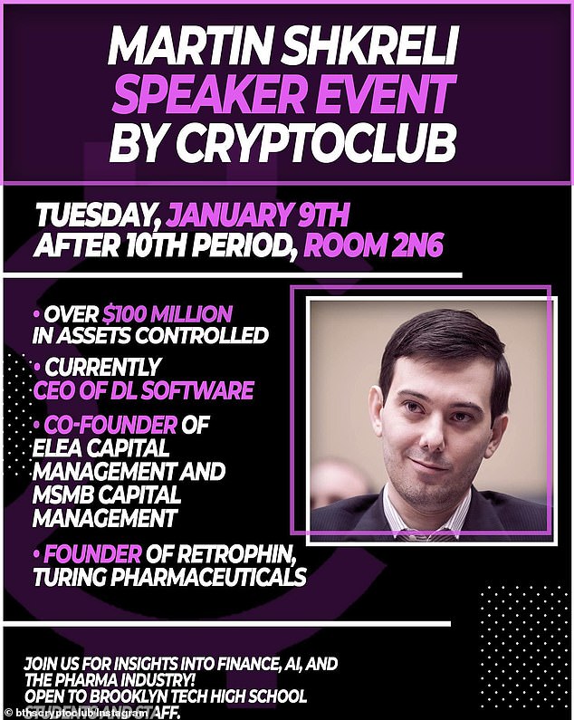 Pharma Bro39 Martin Shkreli has crypto talk at Brooklyn high