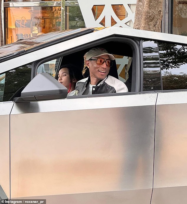 Pharrell Williams was spotted out in the wild driving a newly delivered Cybertruck.