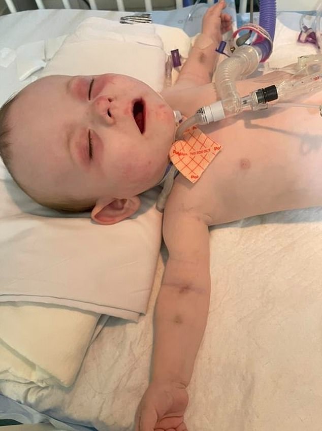 Waylon May, 17 months, was injured in the raid when the Elyira Police Special Response Team raided the home.  He is in a children's hospital in the intensive care unit being treated for 