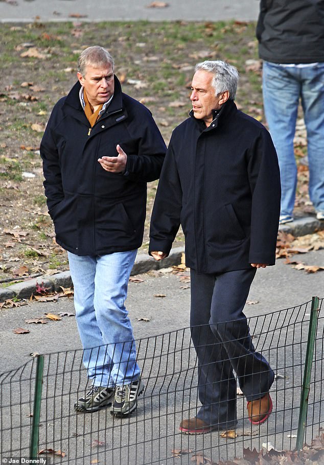 Prince Andrew was identified as a potential witness in the defamation trial of Ghislaine Maxwell, with any subpoena issued to him being addressed to Buckingham Palace.  The prince is pictured walking with Jeffrey Epstein in New York's Central Park in 2011