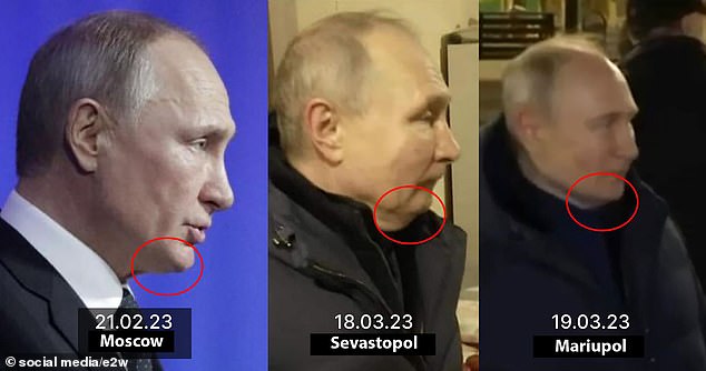 Internet sleuths have forensically compared photos of Putin over the years, claiming that there were differences in his facial features from one public appearance to the next.