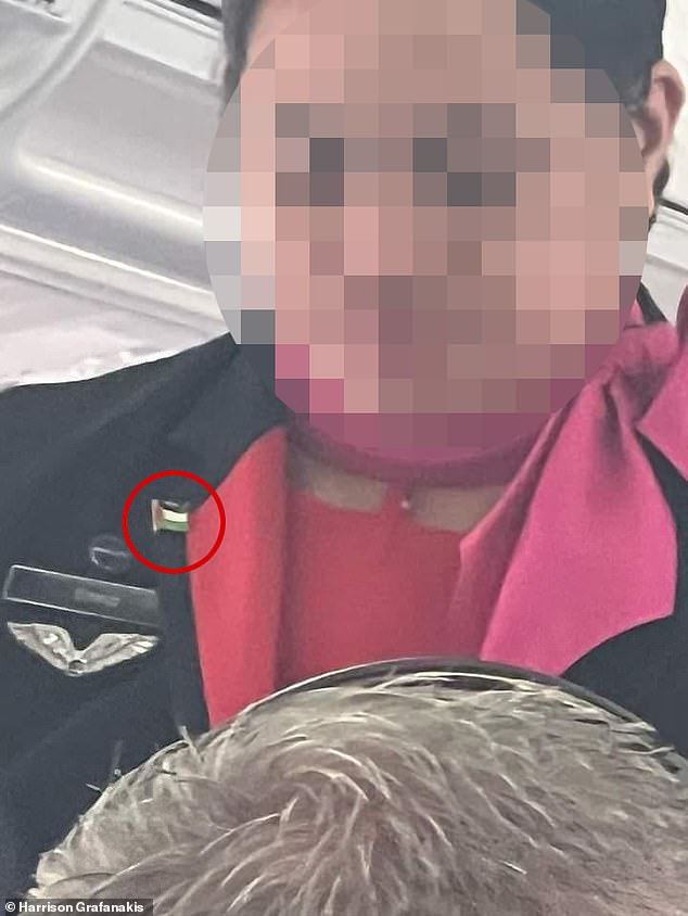 A leading Australian Jewish Association has called for Qantas crew members who wore Palestinian flag badges on a flight to be fired (pictured)