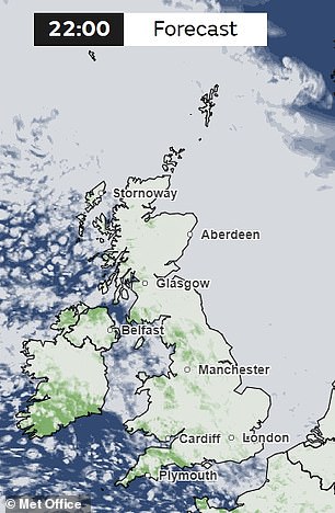 There will be cloud cover over most of the UK this evening