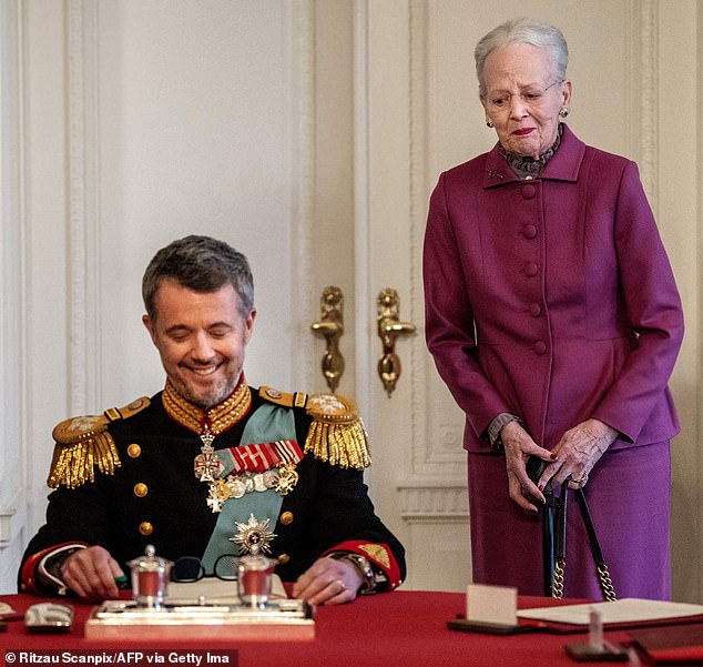 Queen Margrethe II signed her historic abdication to her son, the new King Frederik, yesterday after 52 years as monarch