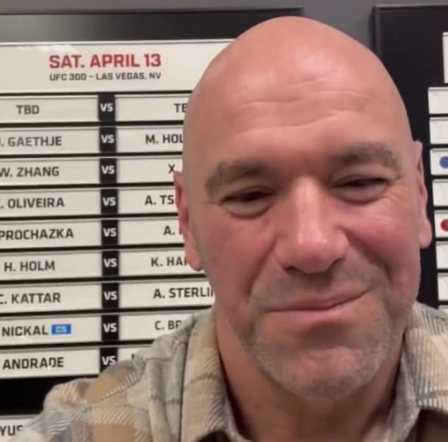 Dana White appears to have accidentally leaked the starting order for UFC 300, which will take place on April 13