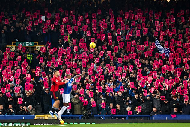 Home fans coordinated a protest during the Toffees' first match after their 10-point deduction in November