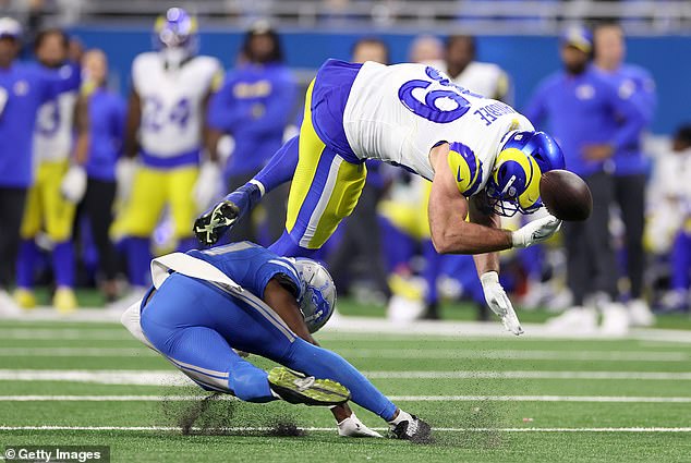 Joseph delivered a hit to the knee of Rams TE Tyler Higbee during their playoff game on Sunday