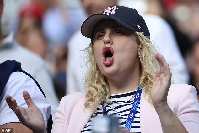 Rebel Wilson (pictured) looked to be having the time of her life on Sunday as she attended the fourth round of the Australian Open tennis championships in Melbourne