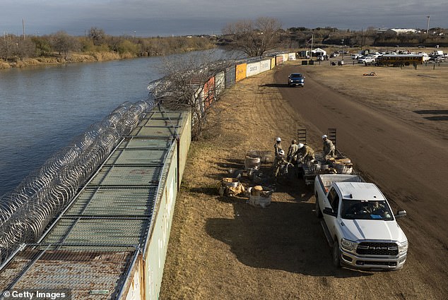 On Friday, soldiers were seen loading excess wire into a truck at the border crossing at Shelby Park in Eagle Pass